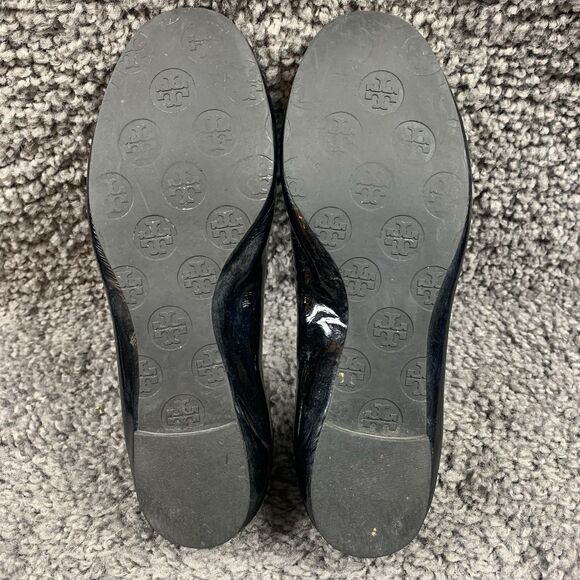 TORY BURCH Reva Ballerina Ballet Flats Black Patent Leather Size 8 M - Picture 7 of 8